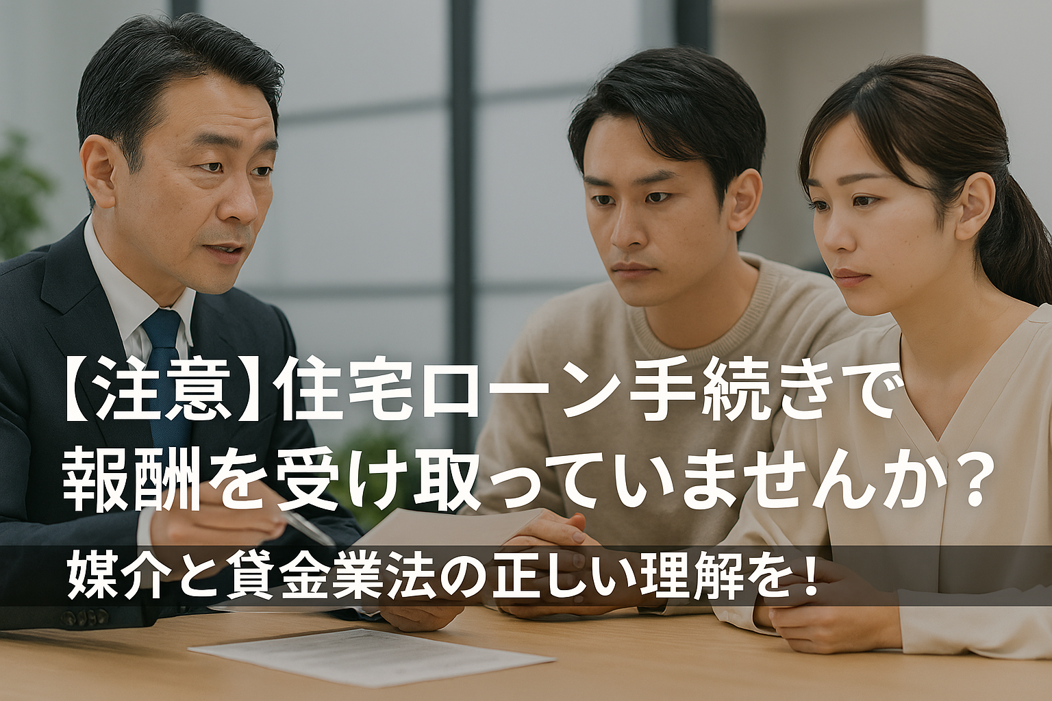 【注意】住宅ローン手続きで報酬を受け取っていませんか？媒介と貸金業法の正しい理解を！