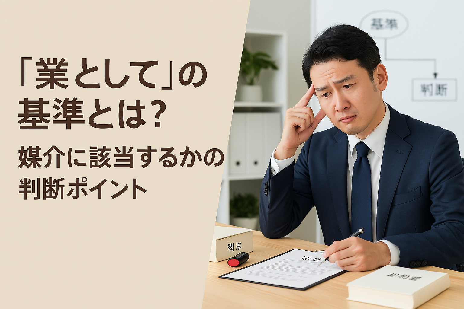 「業として」の基準とは？媒介に該当するかの判断ポイント