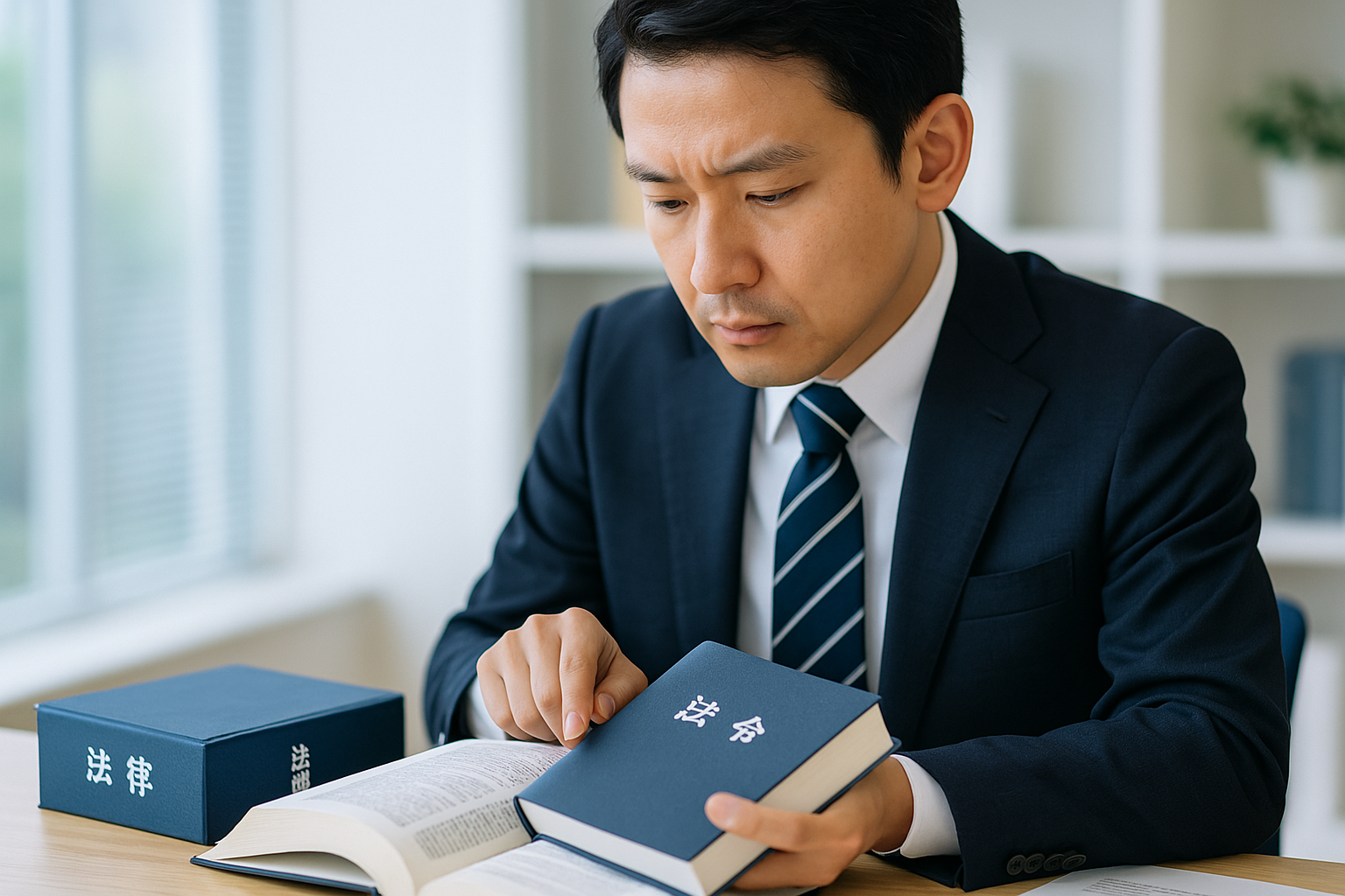 法令の条文を確認する様子
