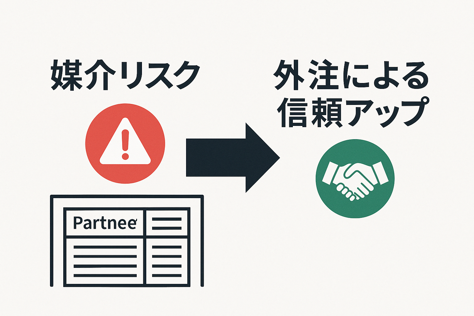 媒介リスクの回避と信頼アップを示す図