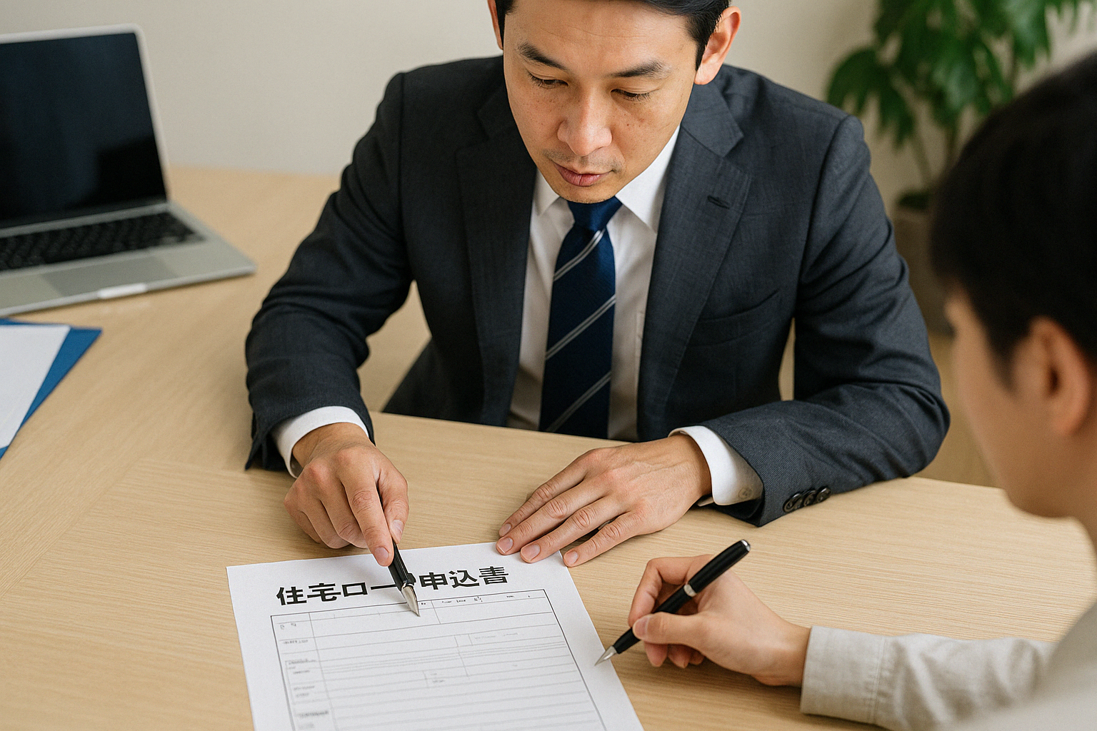 申込書を補助する様子のイメージ写真