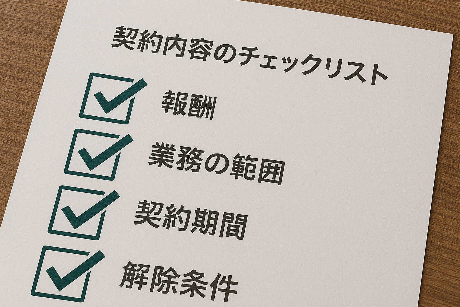 契約内容のチェックリスト図