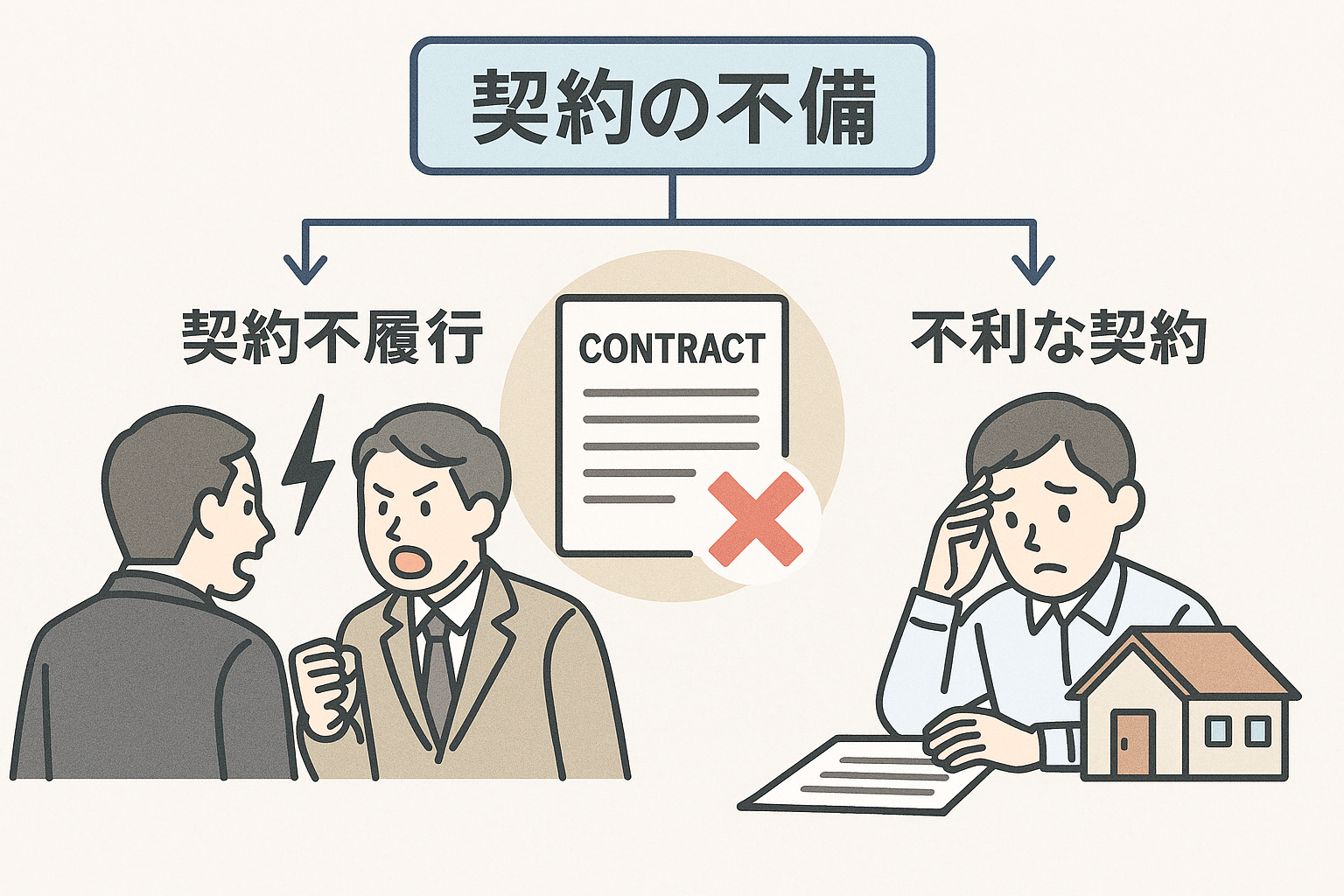 契約不備によるトラブル例図