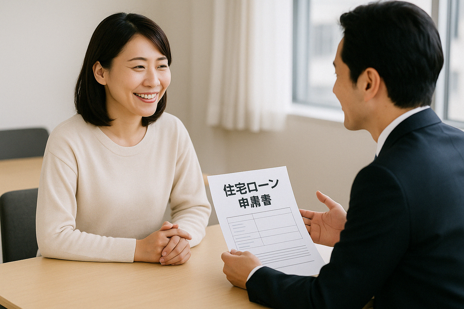 住宅ローン専門家の説明にうなずく顧客の様子