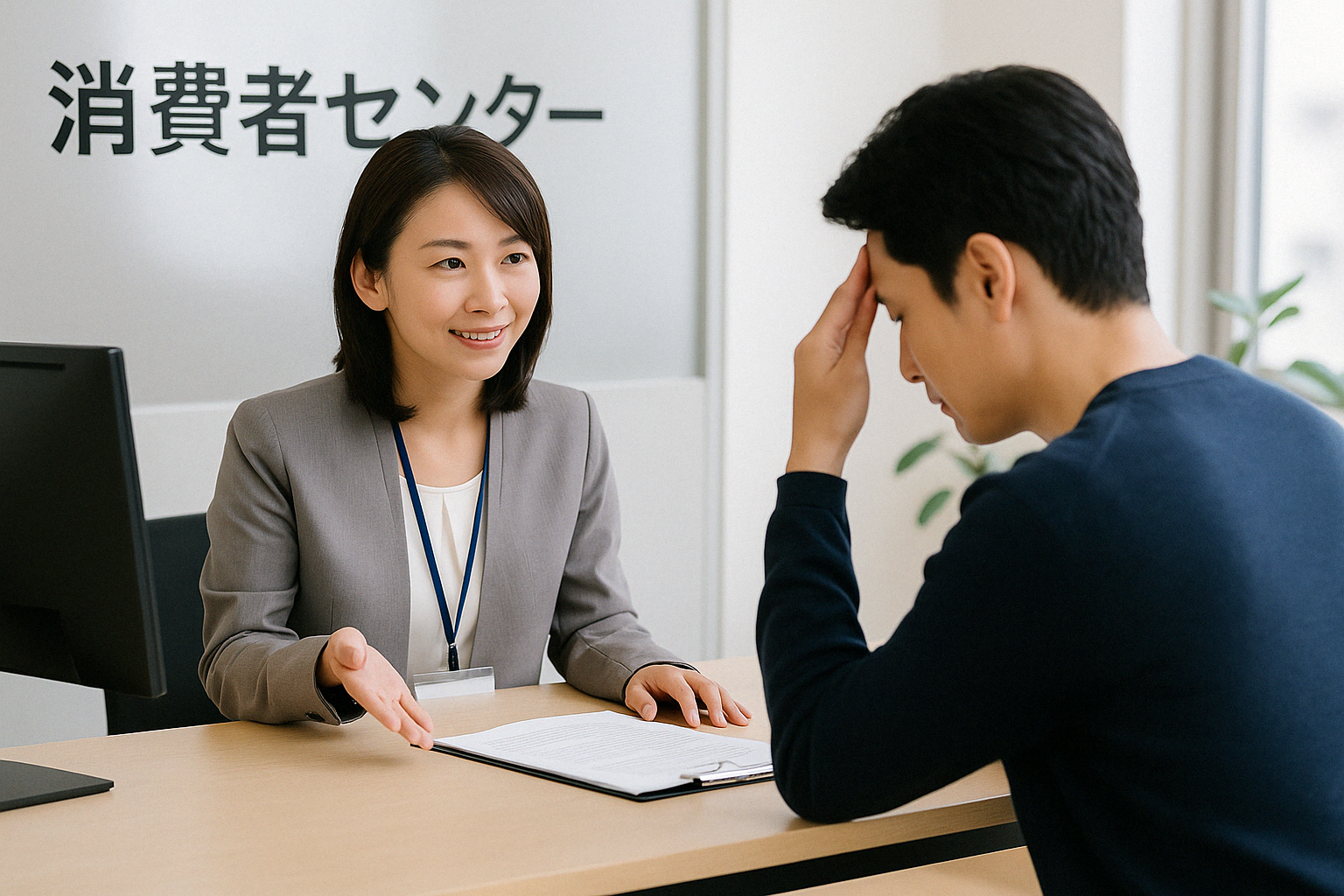 消費者センターへ相談する顧客の写真