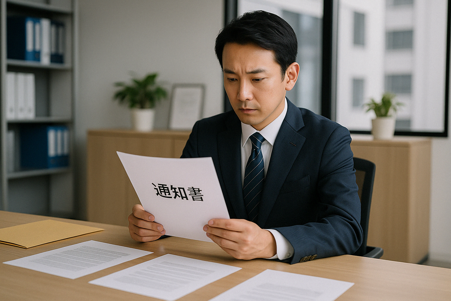 調査通知を確認している不動産会社の様子