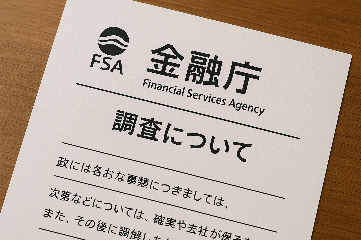 金融庁の書面通知イメージ