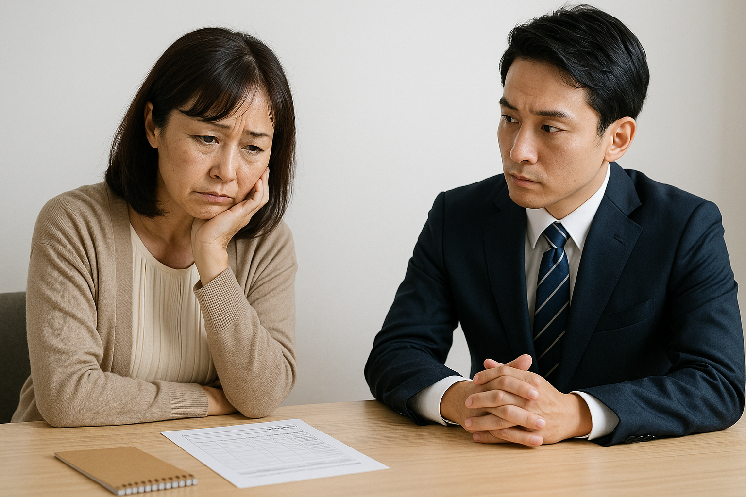 媒介トラブルで相談する顧客の写真