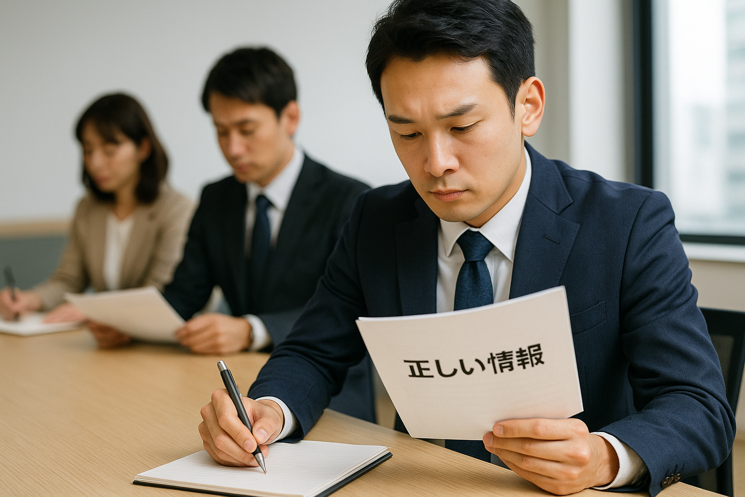 正しい情報を学ぶ社員の様子