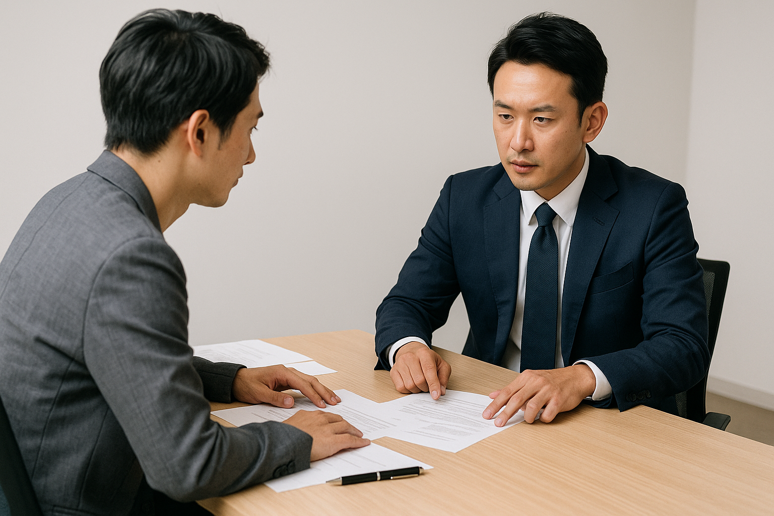 不動産会社と専門業者が打ち合わせをしている写真