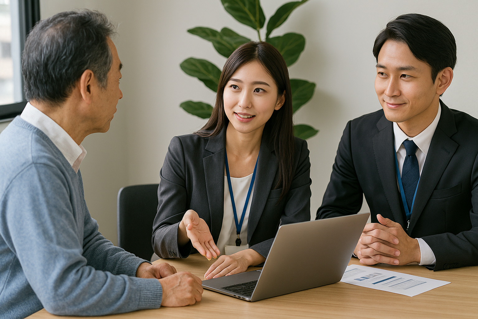 顧客へサービス内容を説明する様子