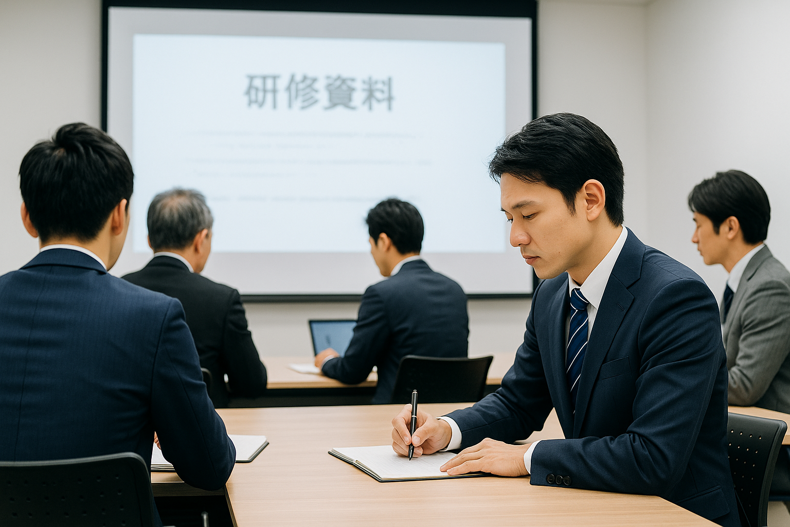 社内で研修を受ける営業社員の様子
