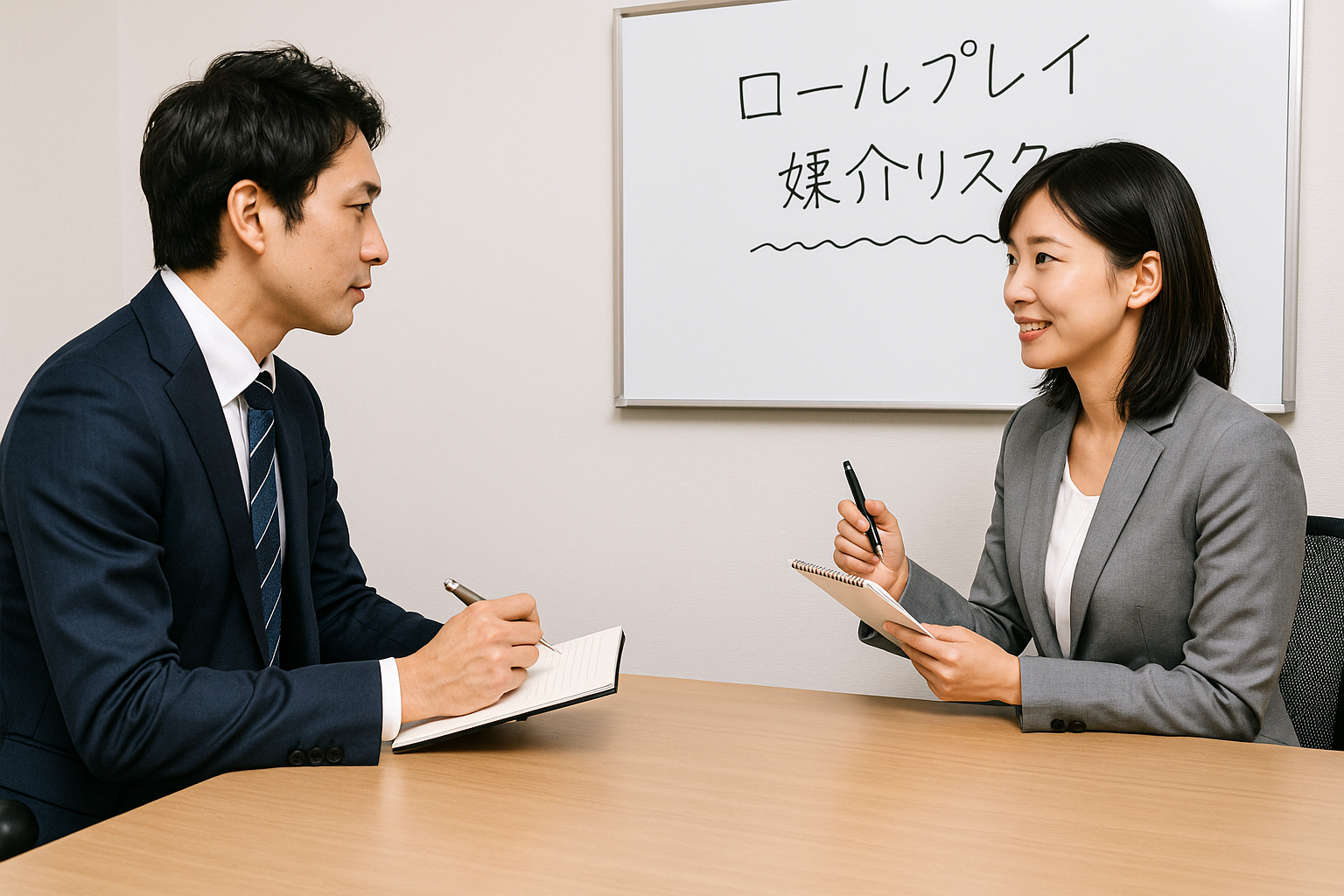 ロールプレイを行う社員の写真