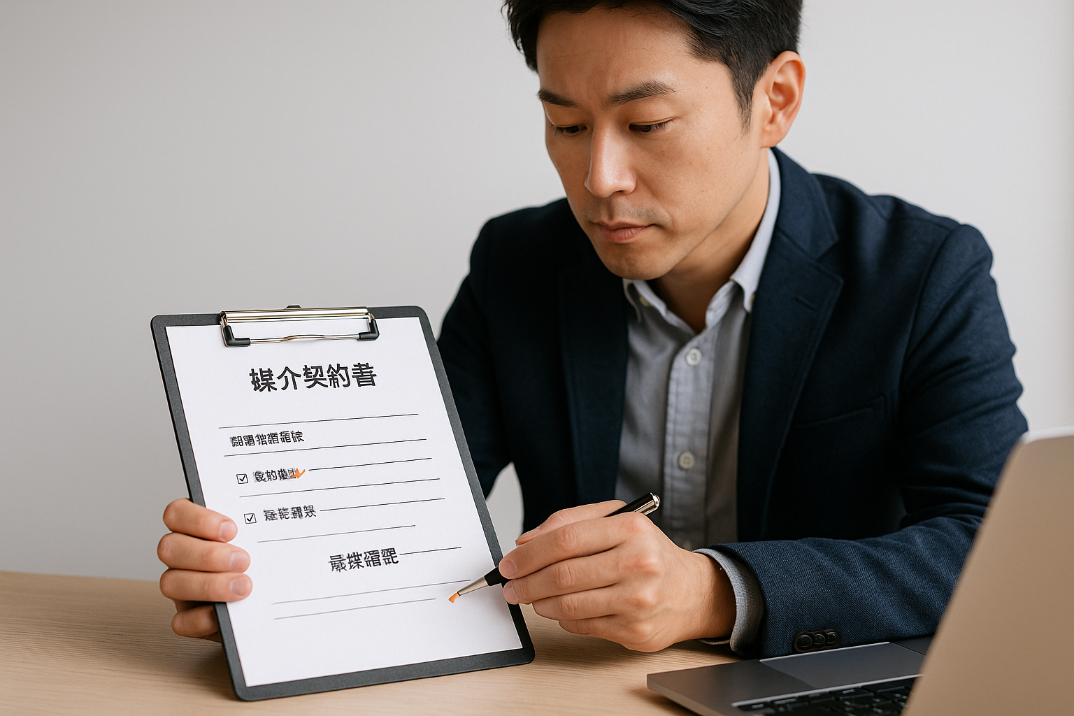 契約書を見直す様子