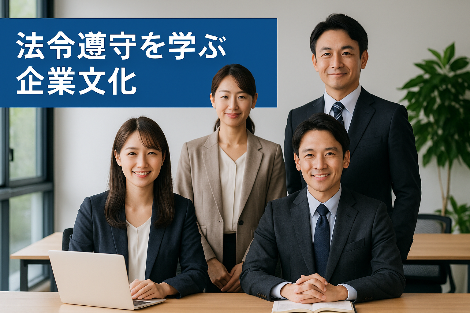 社内全体で法令順守の文化を育てるイメージ